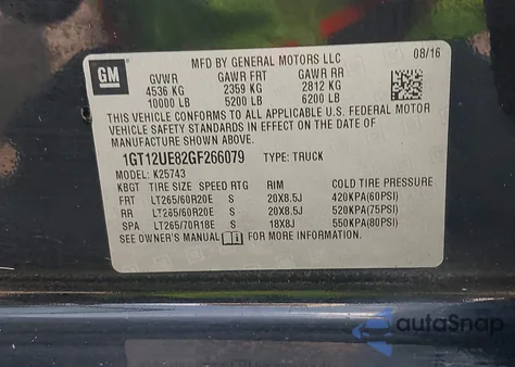 2016 GMC Sierra 2500Hd Denali z USA, uszkodzony, nr VIN 1GT12UE82GF266079